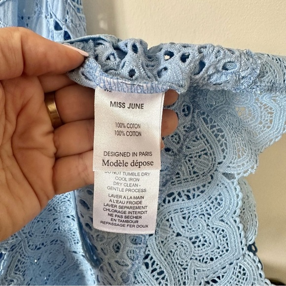 Miss June Paris Cotton Lace Beach Cover Up Dress In Blue One Size - Picture 5 of 5